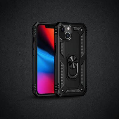 Apple İphone 13 Kılıf Sofya Yüzüklü Silikon Kapak - Siyah