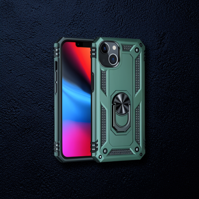 Apple İphone 13 Kılıf Sofya Yüzüklü Silikon Kapak - Yeşil
