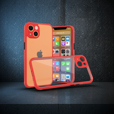 Apple İphone 13 Mini Kılıf Miami Şeffaf Silikon - Kırmızı