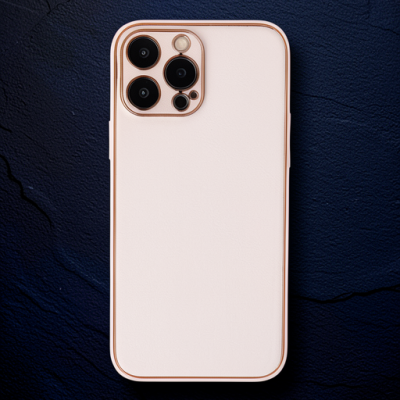 Apple İphone 13 Pro Kılıf Coco Deri Silikon Kapak - Pudra