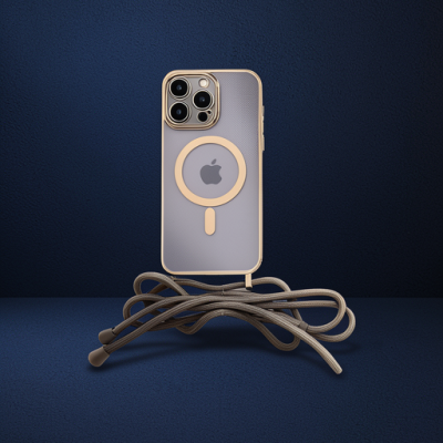 Apple İphone 13 Pro Kılıf Divo Lazer Askılı Magsafe Kapak - Gold