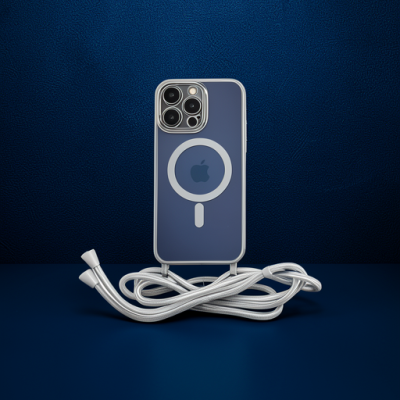 Apple İphone 13 Pro Kılıf Divo Lazer Askılı Magsafe Kapak - Gümüş