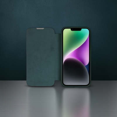 Apple İphone 13 Pro Kılıf Dolpin Kapaklı - Koyu Yeşil