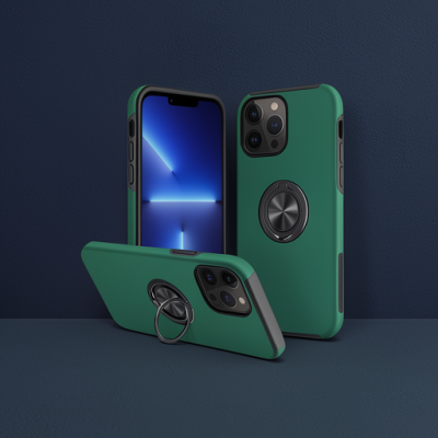 Apple İphone 13 Pro Kılıf Elit Yüzüklü Kapak - Yeşil
