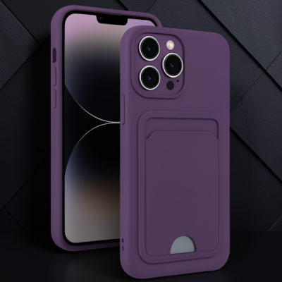 Apple İphone 13 Pro Kılıf Kelvin Kartvizitli Silikon - Derin Mor