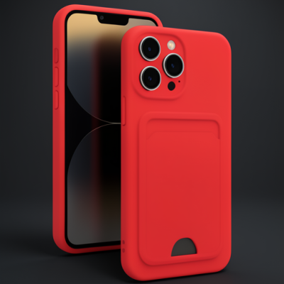 Apple İphone 13 Pro Kılıf Kelvin Kartvizitli Silikon - Kırmızı