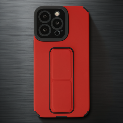Apple İphone 13 Pro Kılıf Mega Standlı Silikon - Kırmızı