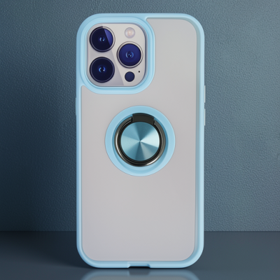 Apple İphone 13 Pro Kılıf Montreal Yüzüklü Silikon Kapak - Buz Mavi