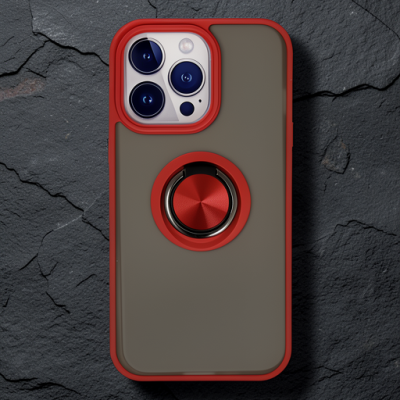 Apple İphone 13 Pro Kılıf Montreal Yüzüklü Silikon Kapak - Kırmızı