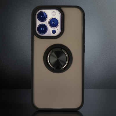 Apple İphone 13 Pro Kılıf Montreal Yüzüklü Silikon Kapak - Siyah