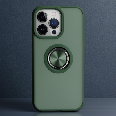 Apple İphone 13 Pro Kılıf Montreal Yüzüklü Silikon Kapak - Yeşil