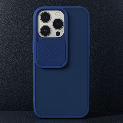 Apple İphone 13 Pro Kılıf Palm Buzlu Kamera Sürgülü Silikon - Lacivert