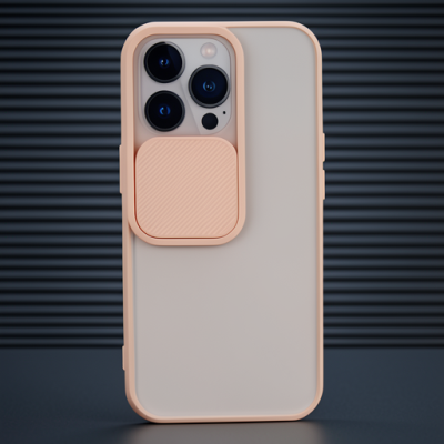 Apple İphone 13 Pro Kılıf Palm Buzlu Kamera Sürgülü Silikon - Pembe