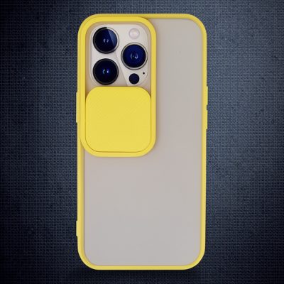 Apple İphone 13 Pro Kılıf Palm Buzlu Kamera Sürgülü Silikon - Sarı