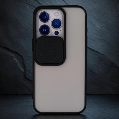 Apple İphone 13 Pro Kılıf Palm Buzlu Kamera Sürgülü Silikon - Siyah