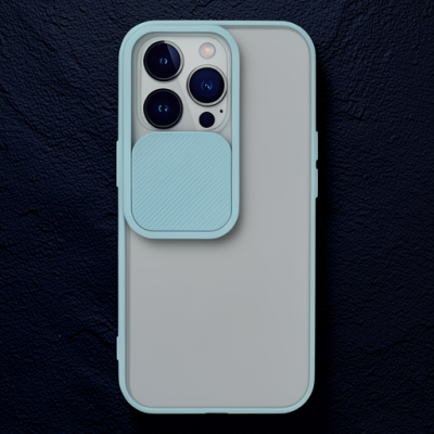 Apple İphone 13 Pro Kılıf Palm Buzlu Kamera Sürgülü Silikon - Turkuaz