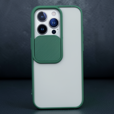 Apple İphone 13 Pro Kılıf Palm Buzlu Kamera Sürgülü Silikon - Yeşil