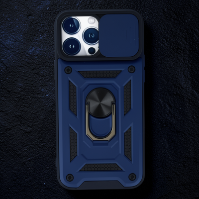 Apple İphone 13 Pro Kılıf Pars Lens Yüzüklü Silikon - Lacivert