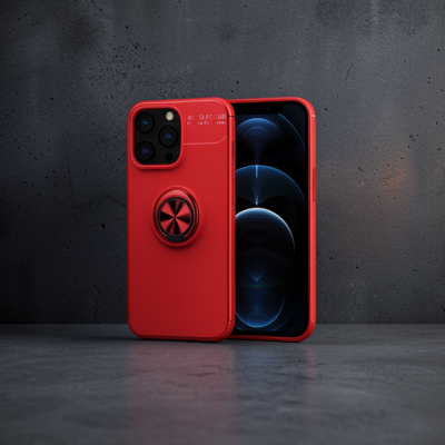 Apple İphone 13 Pro Kılıf Range Yüzüklü Silikon - Kırmızı