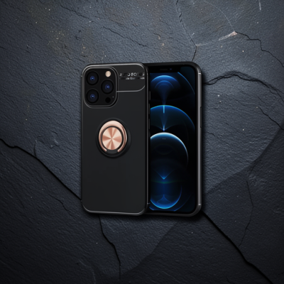 Apple İphone 13 Pro Kılıf Range Yüzüklü Silikon - Siyah-gold