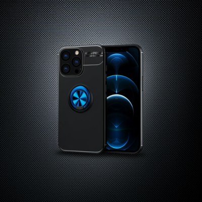 Apple İphone 13 Pro Kılıf Range Yüzüklü Silikon - Siyah-mavi