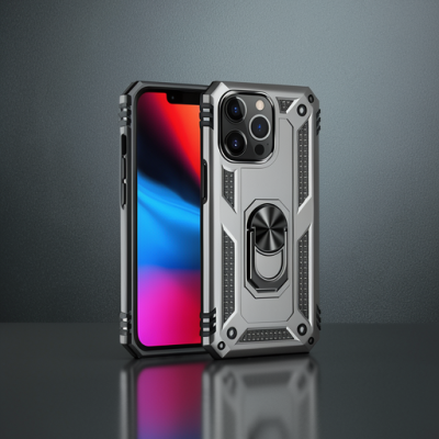 Apple İphone 13 Pro Kılıf Sofya Yüzüklü Silikon Kapak - Gümüş