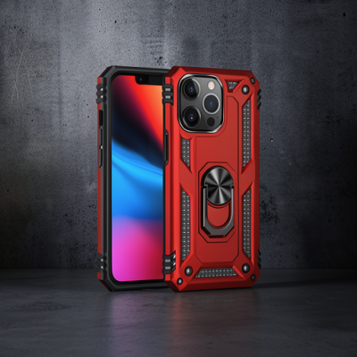 Apple İphone 13 Pro Kılıf Sofya Yüzüklü Silikon Kapak - Kırmızı