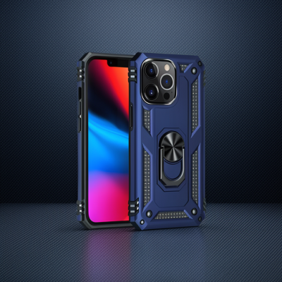 Apple İphone 13 Pro Kılıf Sofya Yüzüklü Silikon Kapak - Lacivert