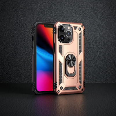 Apple İphone 13 Pro Kılıf Sofya Yüzüklü Silikon Kapak - Rose
