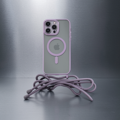 Apple İphone 13 Pro Max Kılıf Divo Lazer Askılı Magsafe Kapak - Lila