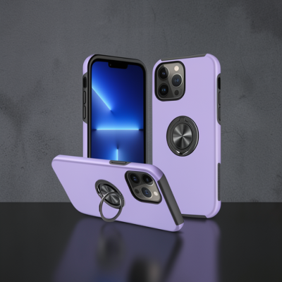 Apple İphone 13 Pro Max Kılıf Elit Yüzüklü Kapak - Mor