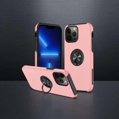 Apple İphone 13 Pro Max Kılıf Elit Yüzüklü Kapak - Pembe