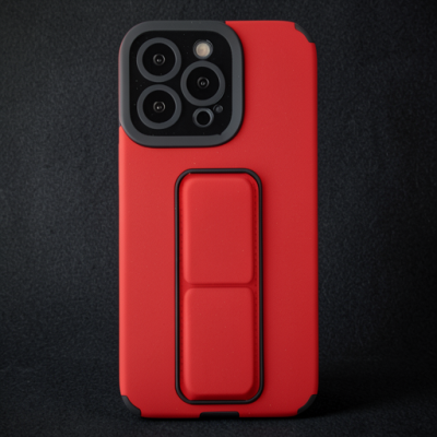 Apple İphone 13 Pro Max Kılıf Mega Standlı Silikon - Kırmızı