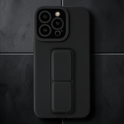 Apple İphone 13 Pro Max Kılıf Mega Standlı Silikon - Siyah