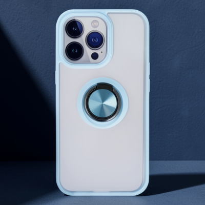 Apple İphone 13 Pro Max Kılıf Montreal Yüzüklü Silikon Kapak - Buz Mavi