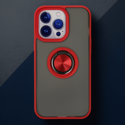 Apple İphone 13 Pro Max Kılıf Montreal Yüzüklü Silikon Kapak - Kırmızı