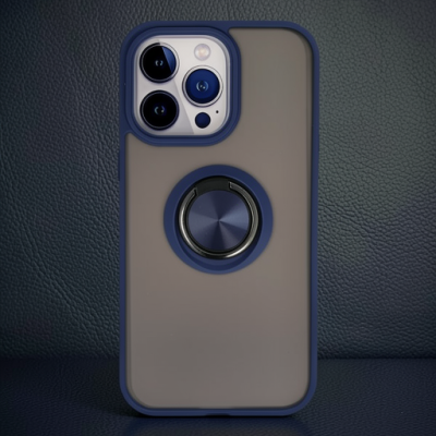 Apple İphone 13 Pro Max Kılıf Montreal Yüzüklü Silikon Kapak - Lacivert