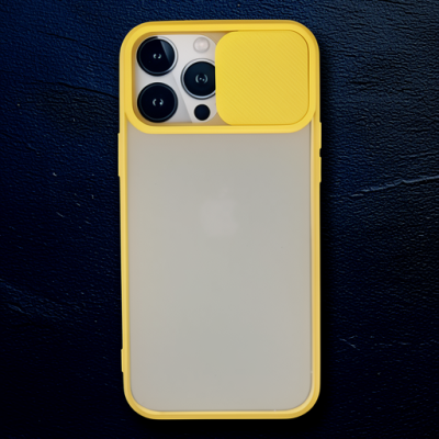 Apple İphone 13 Pro Max Kılıf Palm Buzlu Kamera Sürgülü Silikon - Sarı