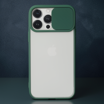 Apple İphone 13 Pro Max Kılıf Palm Buzlu Kamera Sürgülü Silikon - Yeşil