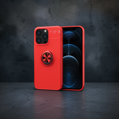 Apple İphone 13 Pro Max Kılıf Range Yüzüklü Silikon - Kırmızı