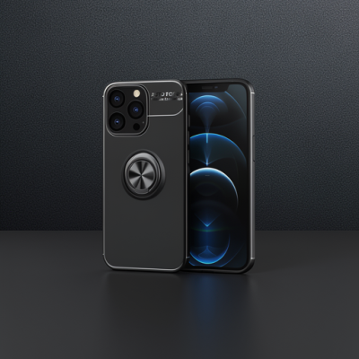 Apple İphone 13 Pro Max Kılıf Range Yüzüklü Silikon - Siyah