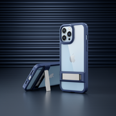 Apple İphone 13 Pro Max Kılıf Rolet Stand Kapak - Lacivert
