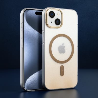 Apple İphone 14 Glossy Magsafe Kapak - Çöl Titanyum