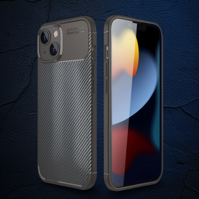 Apple İphone 14 Kılıf Auto Focus Karbon Kapak - Kahverengi