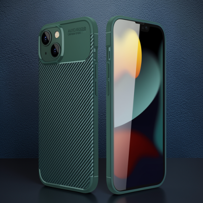 Apple İphone 14 Kılıf Auto Focus Karbon Kapak - Koyu Yeşil