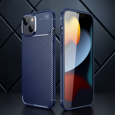 Apple İphone 14 Kılıf Auto Focus Karbon Kapak - Lacivert