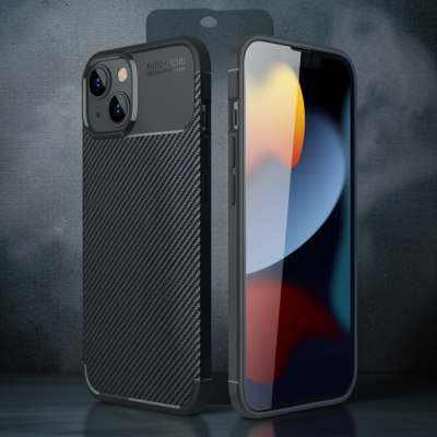 Apple İphone 14 Kılıf Auto Focus Karbon Kapak - Siyah