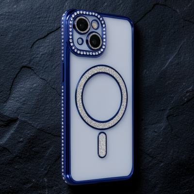 Apple İphone 14 Kılıf Joke Simli Magneticsafe Kılıf - Lacivert