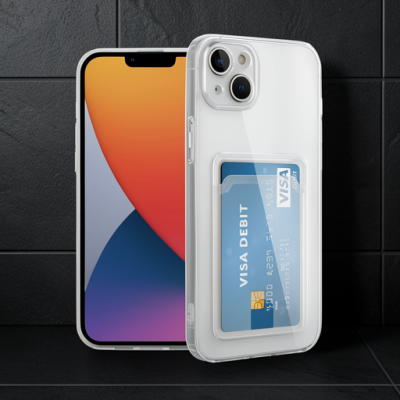 Apple İphone 14 Kılıf Kart Şeffaf Silikon - Şeffaf