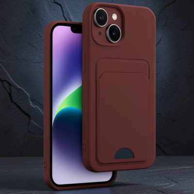 Apple İphone 14 Kılıf Kelvin Kartvizitli Silikon - Bordo